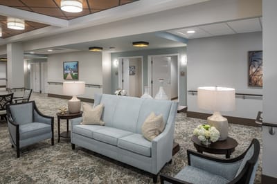 Bright common area with comfortable seating