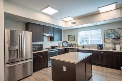 Modern kitchen in a senior living facility