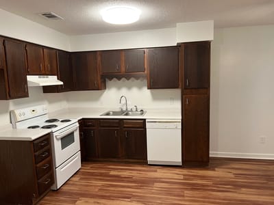 Interior view of a kitchen in a senior living facility