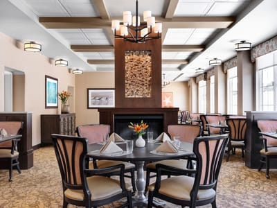 Elegant dining area with tables and decor