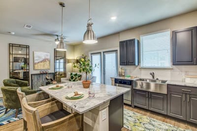 Bright and modern kitchen area in a senior living facility