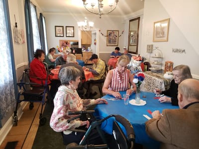 Residents engaged in activities in a common area