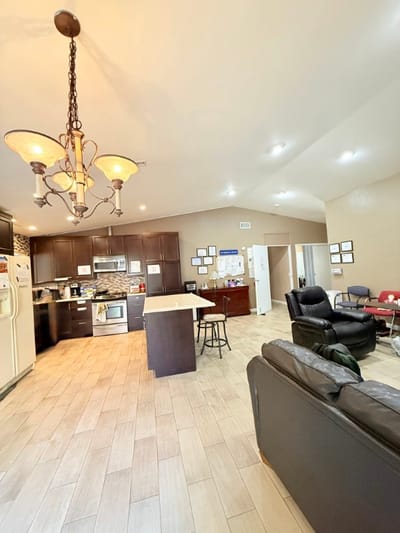 Interior view of a cozy communal living space