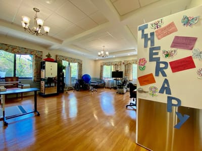 Interior view of a therapy room with decor