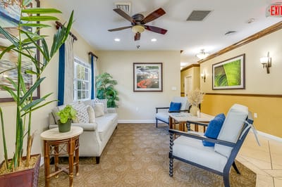 Cozy common area with seating and decor