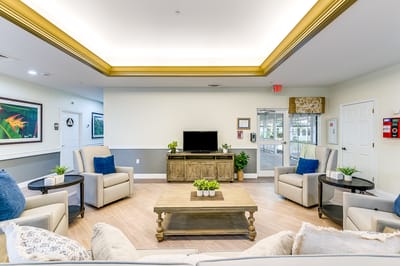 Bright common area with comfortable seating
