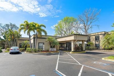 Exterior view of Tierra Pines Center with landscaping
