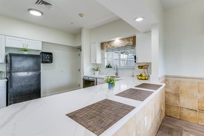 Modern kitchen area in a senior living facility
