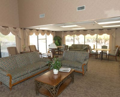 Common area with seating and natural light