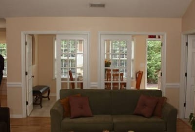 Interior view of a common area with seating