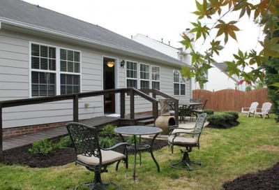 Lively outdoor seating area at the facility