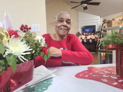 Resident enjoying a festive holiday gathering