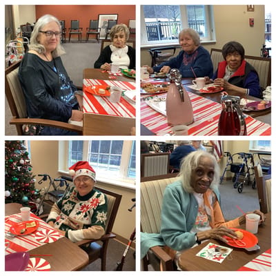 Residents enjoying refreshments in a common area