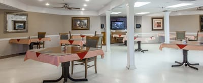 Dining area with tables and chairs