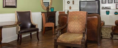 Comfortable seating area in a facility common room