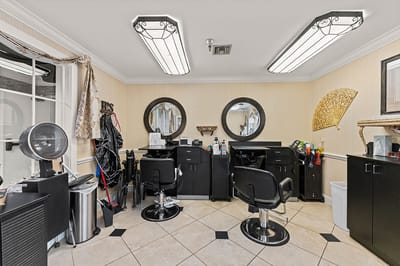 Hair salon area within the assisted living facility