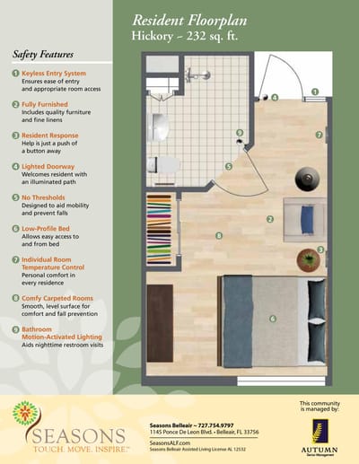 Floor plan for Hickory resident unit