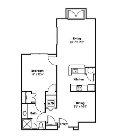 Clear architectural floor plan of a resident unit