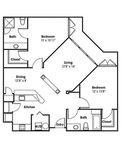 Architectural floor plan of a unit layout