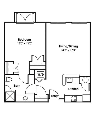 Architectural floor plan of a living space