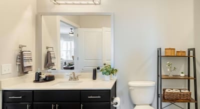 A well-lit bathroom with modern fixtures