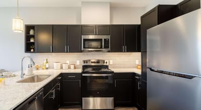 Modern kitchen in a residential facility setting