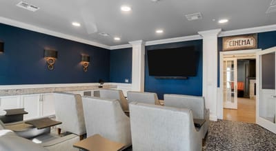 Interior of a cinema room in a senior living facility