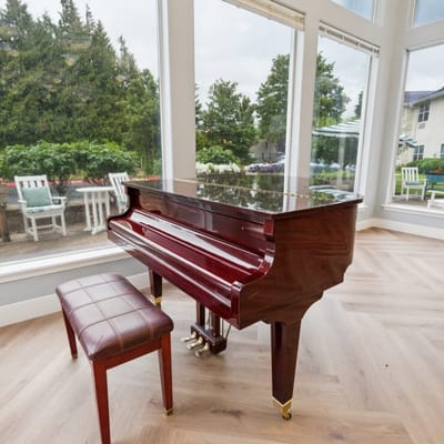 Piano in a well-lit common area