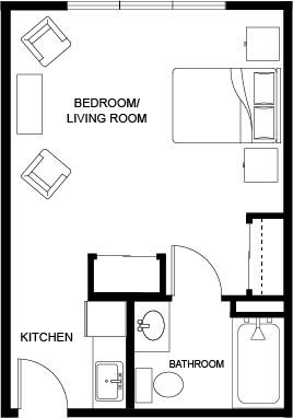 Architectural floor plan of a living space