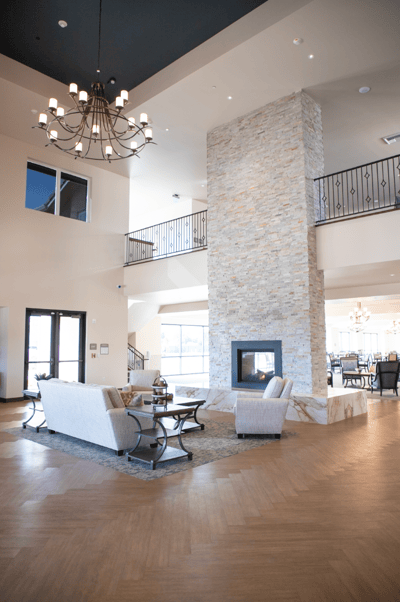 Interior view of a welcoming common area with seating