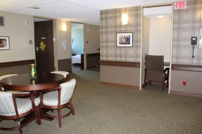 A welcoming common area with tables and chairs