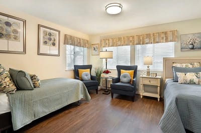 Comfortable interior of a resident room with decor