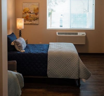 Cozy private room in a senior living facility