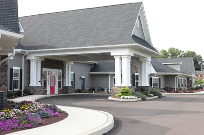 Exterior view of Bristol House Memory Care entrance