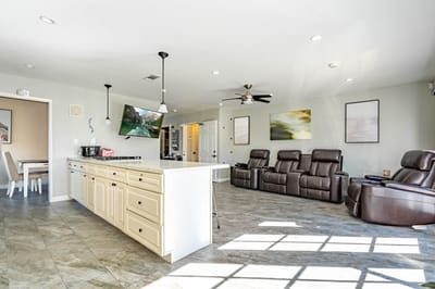 Bright common area with comfortable seating