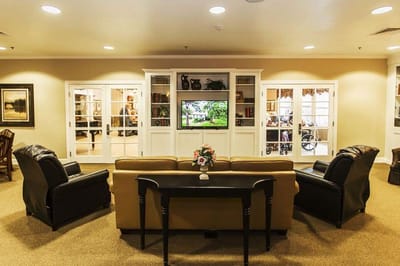 Interior view of a cozy lounge area with seating
