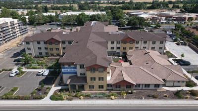 Aerial view of The Woodlake Senior Living facility