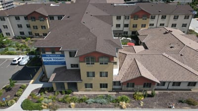 Aerial view of the Woodlake Senior Living building