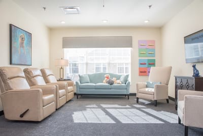 Bright common area with comfortable seating
