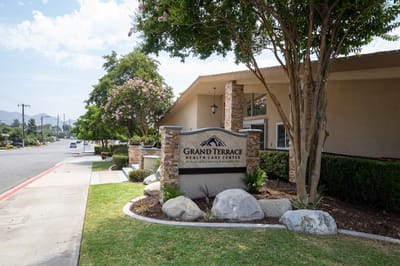 Exterior view of Grand Terrace Health Care Center entrance