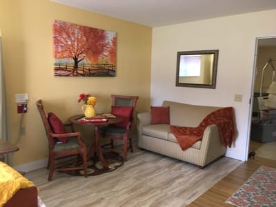 Cozy interior of a resident's room with furniture
