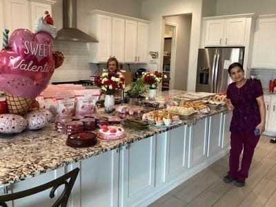 Staff preparing a variety of treats for Valentine's Day