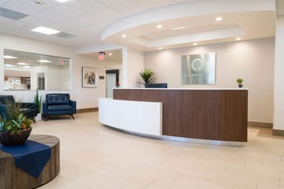 Bright reception area with modern decor