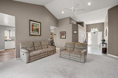 Bright, welcoming common area with seating