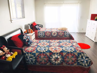 Comfortable shared bedroom in assisted living facility