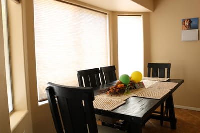 Cozy dining area with a decorated table
