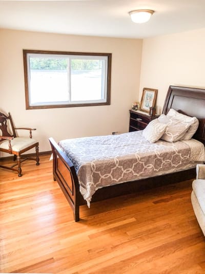 Cozy single resident room with wooden furniture