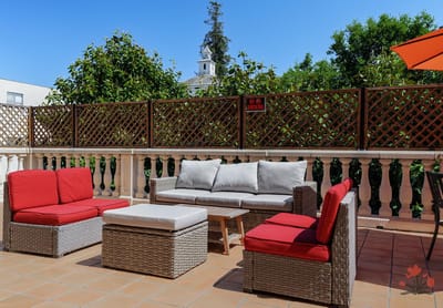 Outdoor seating area with comfortable furniture