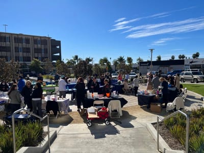 Residents and staff engaging in outdoor activities