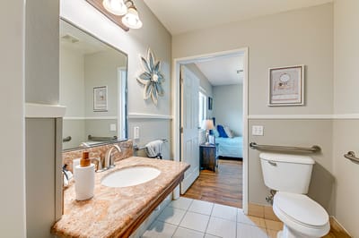 Bright, accessible bathroom with modern fixtures
